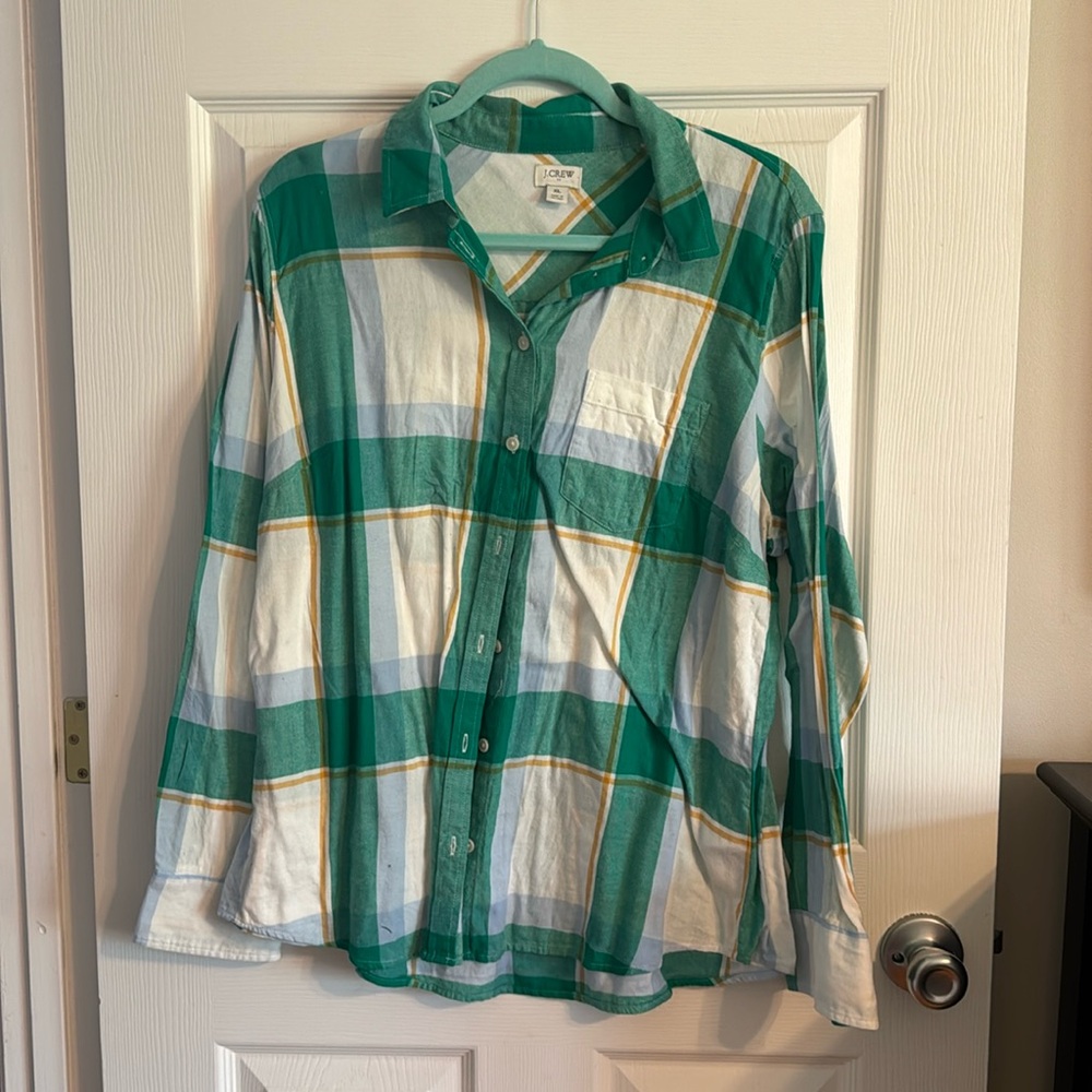 Jcrew plaid flannel button down size xl